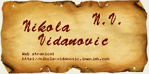 Nikola Vidanović vizit kartica